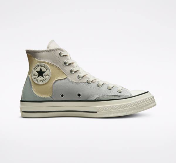 Tenis Cano Alto Converse Chuck 70 Crafted Patchwork Marrom Limão | CV-419LCB