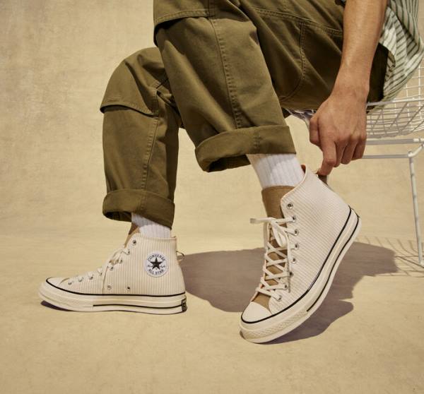 Tenis Cano Alto Converse Chuck 70 Crafted Stripe Marrom | CV-423PVC