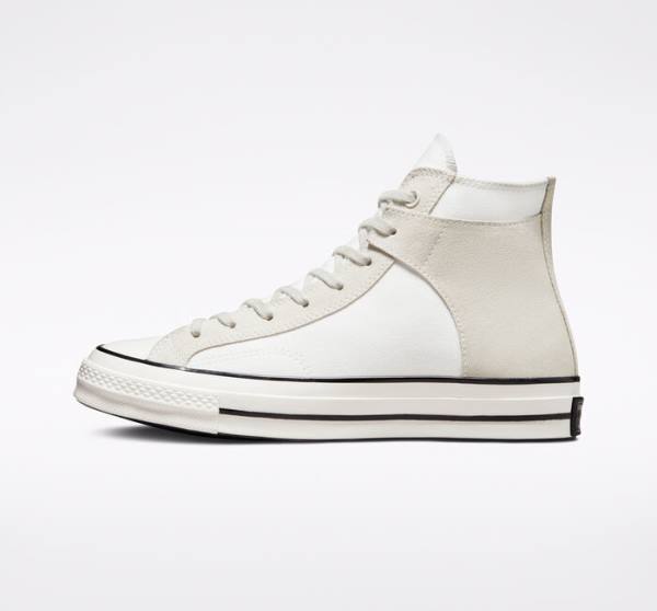 Tenis Cano Alto Converse Chuck 70 Crafted Lona Branco Pretas | CV-548XJM