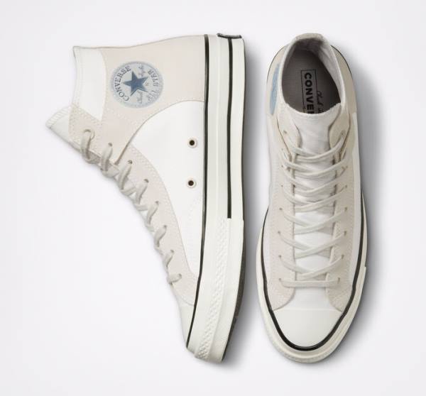 Tenis Cano Alto Converse Chuck 70 Crafted Lona Branco Pretas | CV-548XJM