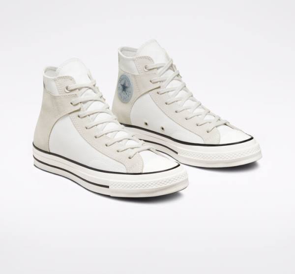 Tenis Cano Alto Converse Chuck 70 Crafted Lona Branco Pretas | CV-548XJM