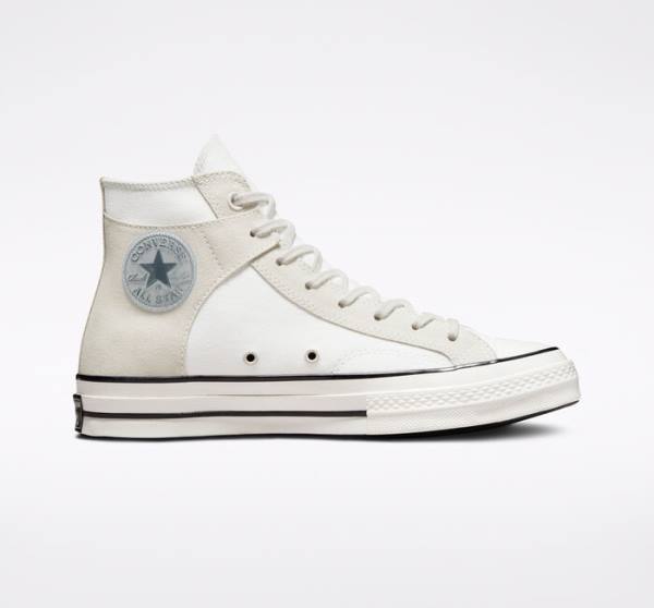 Tenis Cano Alto Converse Chuck 70 Crafted Lona Branco Pretas | CV-548XJM