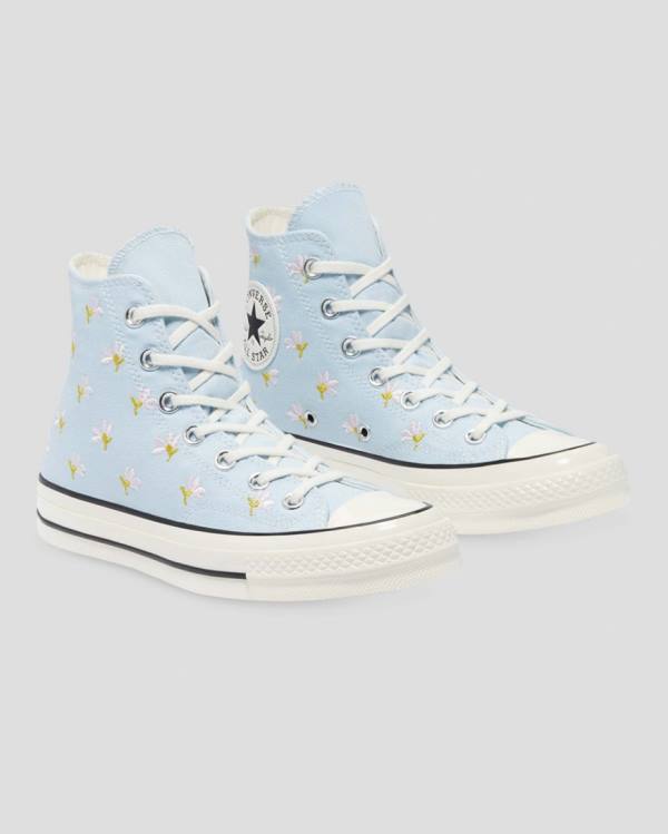 Tenis Cano Alto Converse Chuck 70 Embroidered Garden Party Azuis | CV-094VIY