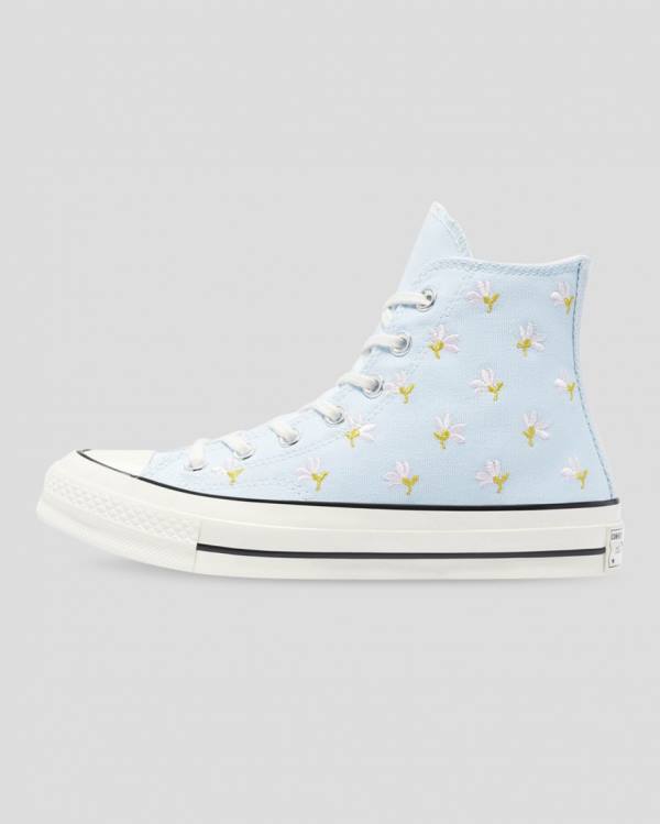 Tenis Cano Alto Converse Chuck 70 Embroidered Garden Party Azuis | CV-094VIY