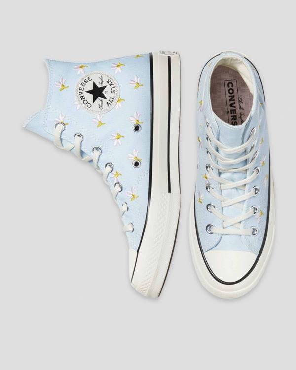 Tenis Cano Alto Converse Chuck 70 Embroidered Garden Party Azuis | CV-094VIY