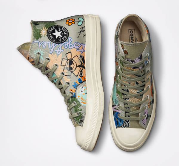 Tenis Cano Alto Converse Chuck 70 Floral Verde Oliva Multicoloridas | CV-081RWD