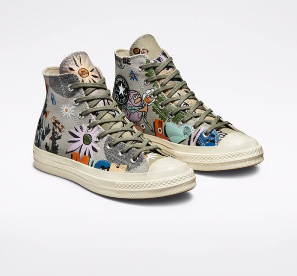 Tenis Cano Alto Converse Chuck 70 Floral Verde Oliva Multicoloridas | CV-081RWD