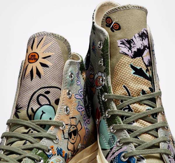 Tenis Cano Alto Converse Chuck 70 Floral Verde Oliva Multicoloridas | CV-081RWD