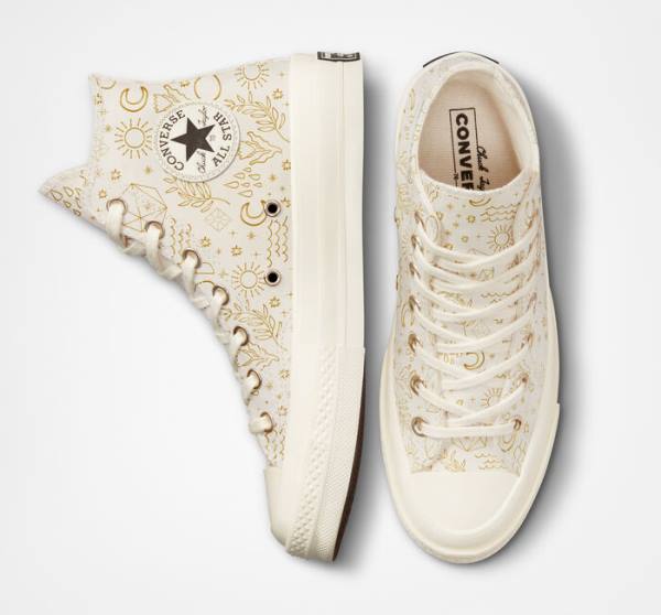 Tenis Cano Alto Converse Chuck 70 Golden Elements Luz Douradas Pretas | CV-074TCD