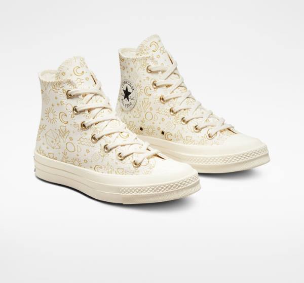 Tenis Cano Alto Converse Chuck 70 Golden Elements Luz Douradas Pretas | CV-074TCD