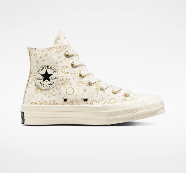 Tenis Cano Alto Converse Chuck 70 Golden Elements Luz Douradas Pretas | CV-074TCD