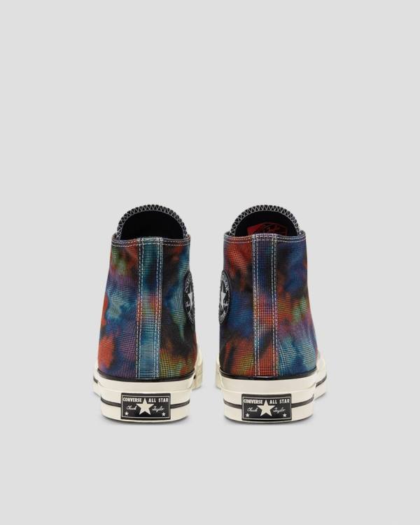 Tenis Cano Alto Converse Chuck 70 Plaid Tie Dye Pretas | CV-149OXB