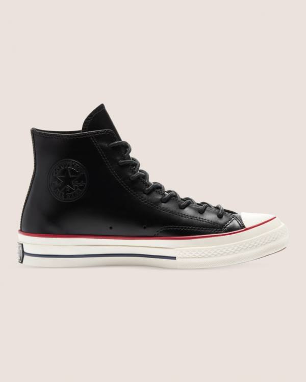 Tenis Cano Alto Converse Chuck 70 Premium Couro Pretas | CV-187AZY