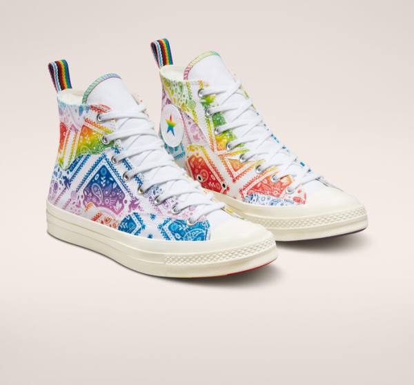 Tenis Cano Alto Converse Chuck 70 Pride Branco Vermelhas | CV-594IGR