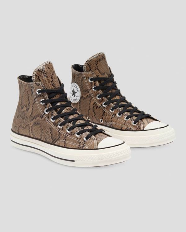 Tenis Cano Alto Converse Chuck 70 Reptile Camurça Marrom | CV-156DOU