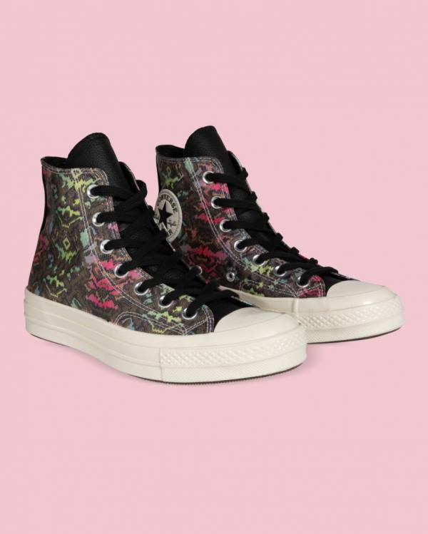 Tenis Cano Alto Converse Chuck 70 Satin Snake Print Pretas | CV-025IEG