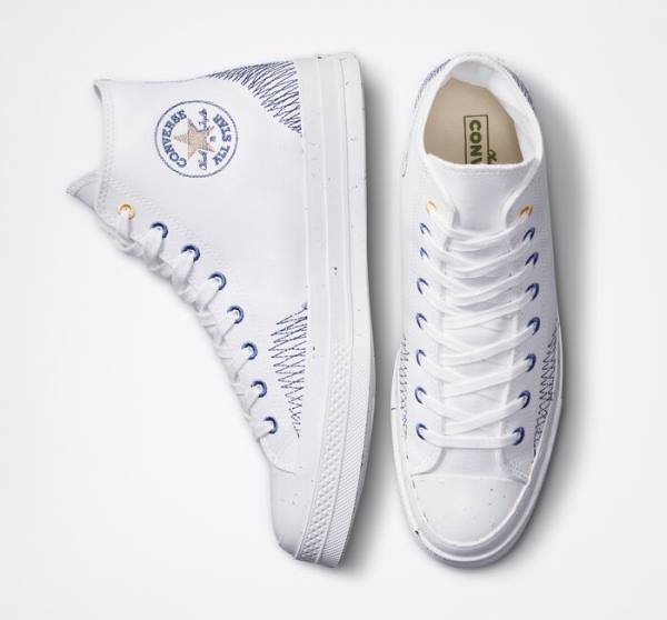 Tenis Cano Alto Converse Chuck 70 Stitched Branco Azul Anil | CV-315CJQ