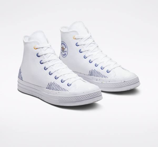 Tenis Cano Alto Converse Chuck 70 Stitched Branco Azul Anil | CV-315CJQ