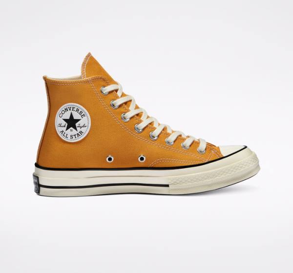 Tenis Cano Alto Converse Chuck 70 Sunflower Yellow Pretas | CV-682WCO