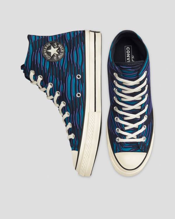 Tenis Cano Alto Converse Chuck 70 Wavy Knit Azuis | CV-047ZSH