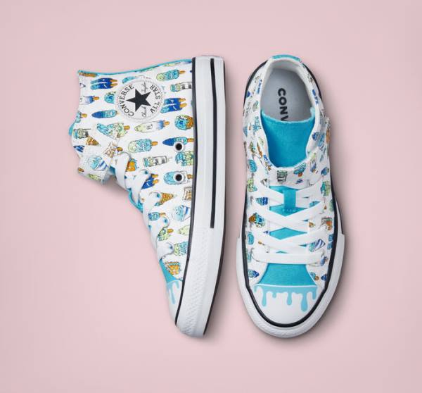 Tenis Cano Alto Converse Chuck Taylor All Star Easy-On Frozen Treats Branco Azuis Luz Verdes | CV-027XDJ