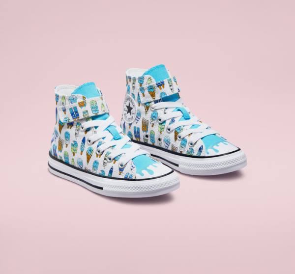 Tenis Cano Alto Converse Chuck Taylor All Star Easy-On Frozen Treats Branco Azuis Luz Verdes | CV-027XDJ