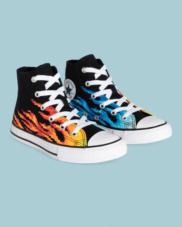 Tenis Cano Alto Converse Chuck Taylor All Star Flame Print Pretas | CV-041AOY