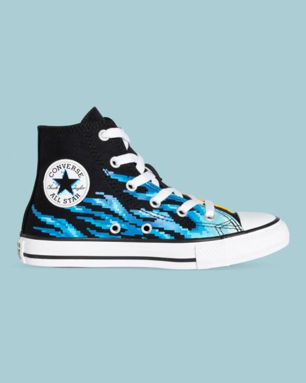 Tenis Cano Alto Converse Chuck Taylor All Star Flame Print Pretas | CV-041AOY