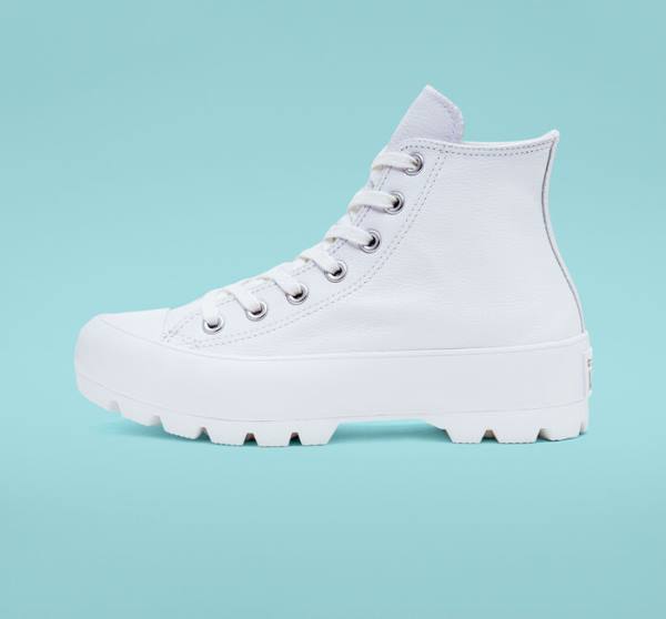 Tenis Cano Alto Converse Chuck Taylor All Star Lugged Couro Branco Pretas Branco | CV-072ZJL