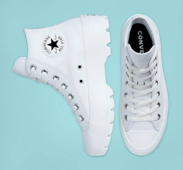 Tenis Cano Alto Converse Chuck Taylor All Star Lugged Couro Branco Pretas Branco | CV-072ZJL