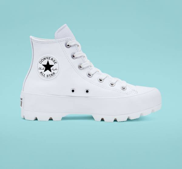 Tenis Cano Alto Converse Chuck Taylor All Star Lugged Couro Branco Pretas Branco | CV-072ZJL