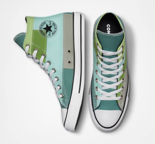 Tenis Cano Alto Converse Chuck Taylor All Star Patchwork Luz Verdes Luz | CV-087ZIU