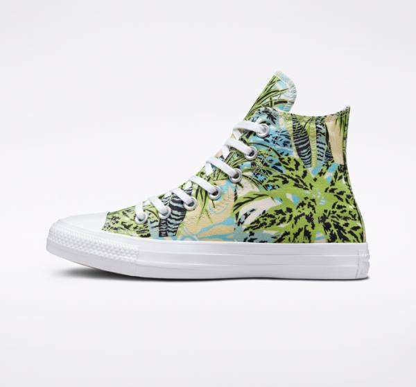 Tenis Cano Alto Converse Chuck Taylor All Star Tropical Florals Luz Verdes Branco | CV-089LWM