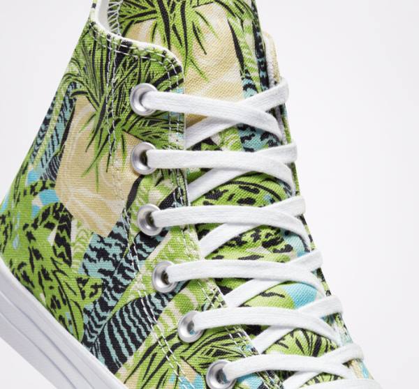 Tenis Cano Alto Converse Chuck Taylor All Star Tropical Florals Luz Verdes Branco | CV-089LWM