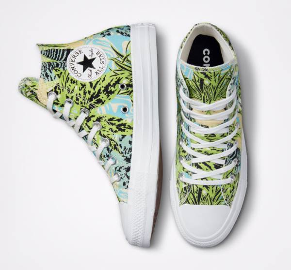 Tenis Cano Alto Converse Chuck Taylor All Star Tropical Florals Luz Verdes Branco | CV-089LWM