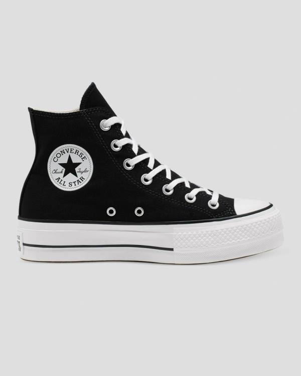 Tenis Cano Alto Converse Chuck Taylor All Star Lift Lona Pretas | CV-103OFS