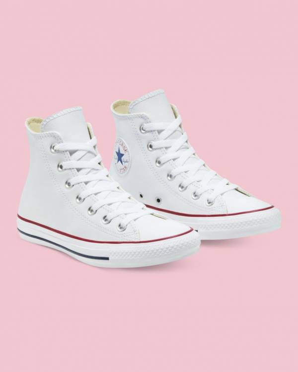 Tenis Cano Alto Converse Chuck Taylor All Star Couro Branco | CV-126FIT