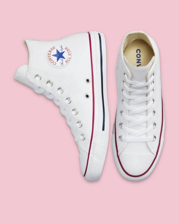 Tenis Cano Alto Converse Chuck Taylor All Star Couro Branco | CV-126FIT