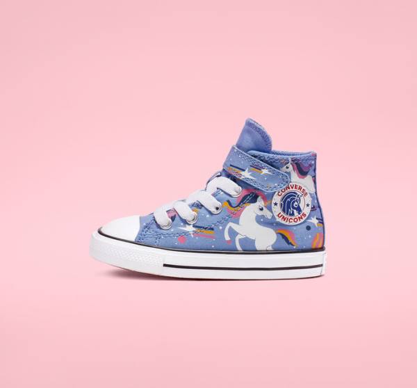 Tenis Cano Alto Converse Chuck Taylor All Star Unicons Hook and Loop Luz Azuis Pretas Branco | CV-126LJZ