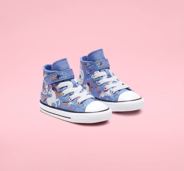 Tenis Cano Alto Converse Chuck Taylor All Star Unicons Hook and Loop Luz Azuis Pretas Branco | CV-126LJZ