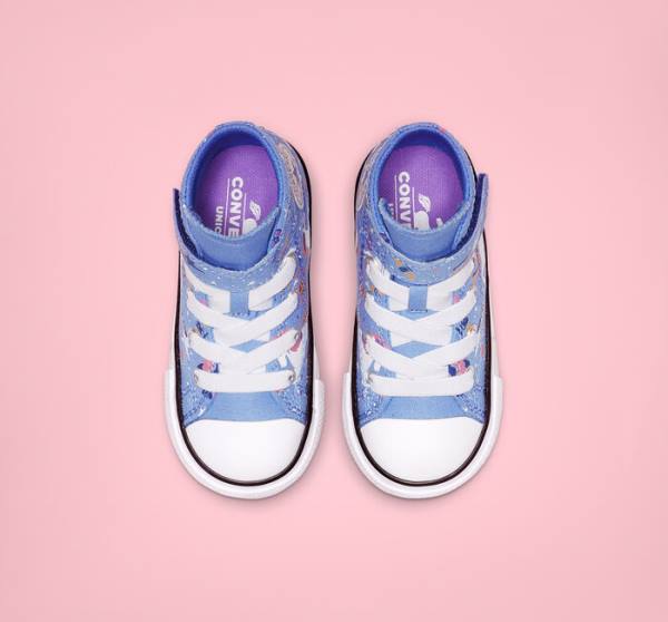 Tenis Cano Alto Converse Chuck Taylor All Star Unicons Hook and Loop Luz Azuis Pretas Branco | CV-126LJZ