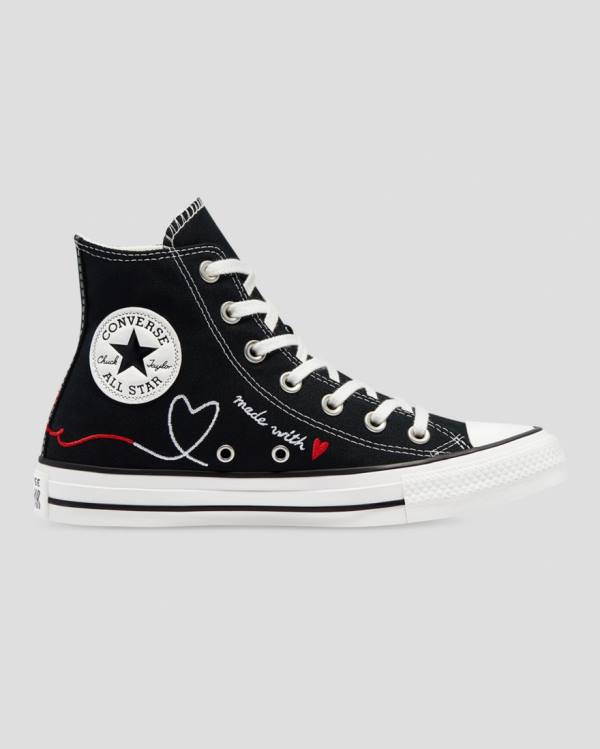 Tenis Cano Alto Converse Chuck Taylor All Star Love Thread Pretas | CV-149HTK