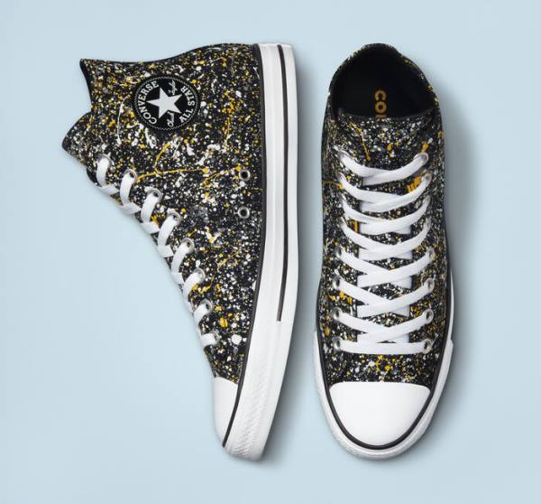 Tenis Cano Alto Converse Chuck Taylor All Star Archive Paint Splatter Pretas Branco | CV-187GUB