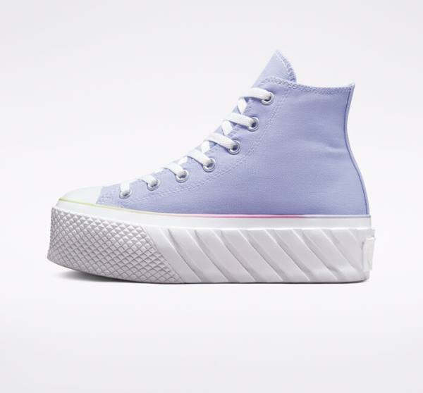 Tenis Cano Alto Converse Chuck Taylor All Star 2X Lift Plataforma Pastel Gradient Azuis Branco | CV-216BPU