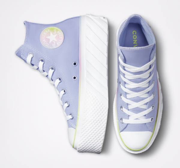 Tenis Cano Alto Converse Chuck Taylor All Star 2X Lift Plataforma Pastel Gradient Azuis Branco | CV-216BPU