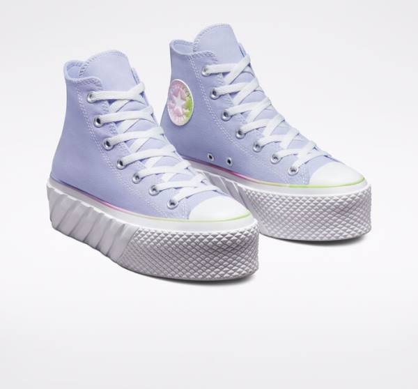 Tenis Cano Alto Converse Chuck Taylor All Star 2X Lift Plataforma Pastel Gradient Azuis Branco | CV-216BPU