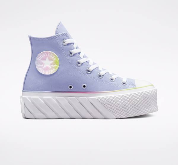 Tenis Cano Alto Converse Chuck Taylor All Star 2X Lift Plataforma Pastel Gradient Azuis Branco | CV-216BPU