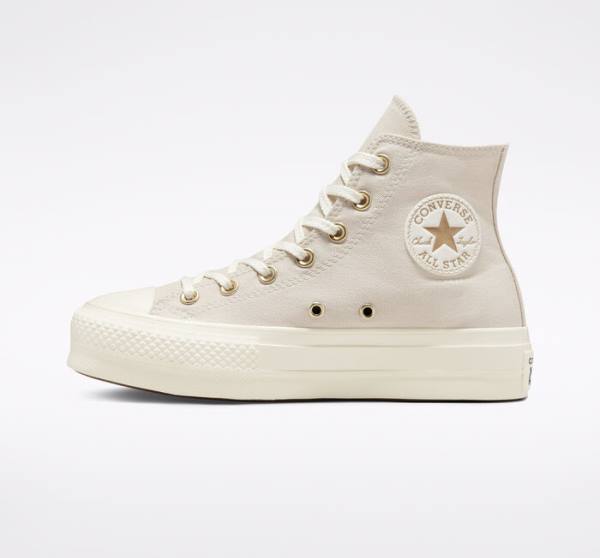 Tenis Cano Alto Converse Chuck Taylor All Star Lift Plataforma Golden Elements Marrom Luz Douradas | CV-241ARE