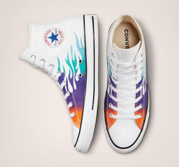 Tenis Cano Alto Converse Chuck Taylor All Star Archive Prints Branco Azuis Turquesa | CV-243MDO