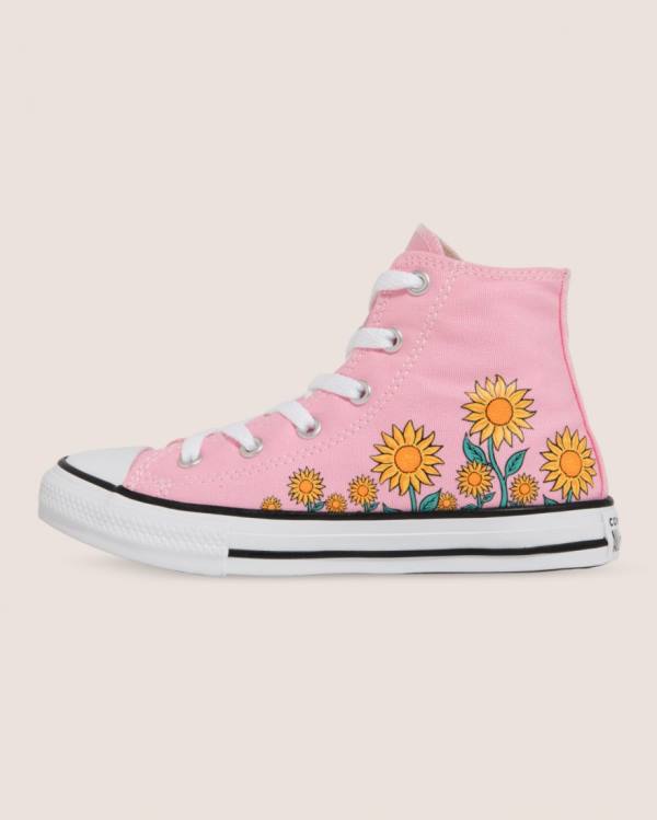 Tenis Cano Alto Converse Chuck Taylor All Star Sunflower Print Rosa | CV-249JKX